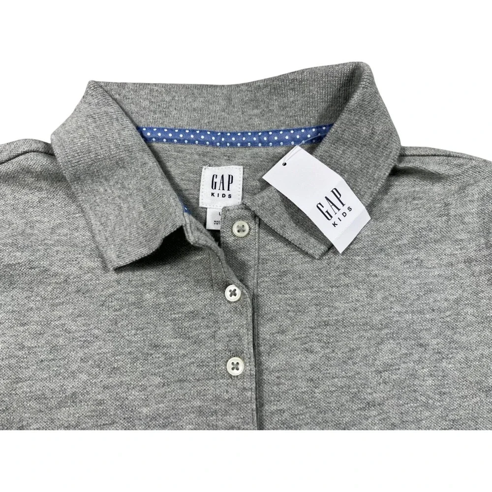 NWT GAP Kids Girls Large Gray Uniform Polo Shirt‎ Short Sleeve